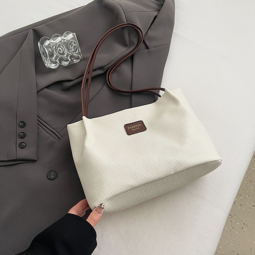 Kvinnors Texturerade Axeltotebag Rymlig Varje Dags Bucket Handväska