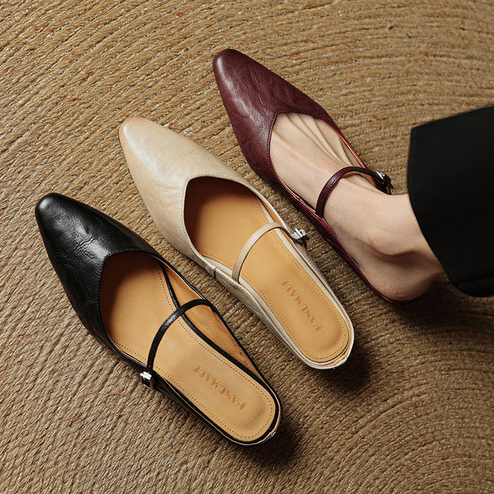 Kvinnors Spetsig Tå Remdetalj Slip-On Mule Flats