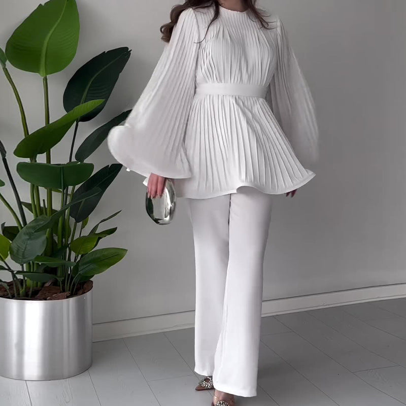 Kvinnors Batwing Sleeve Lounge Set – Bekväm Stilren Avslappnad Plisserad Vardagsoutfit