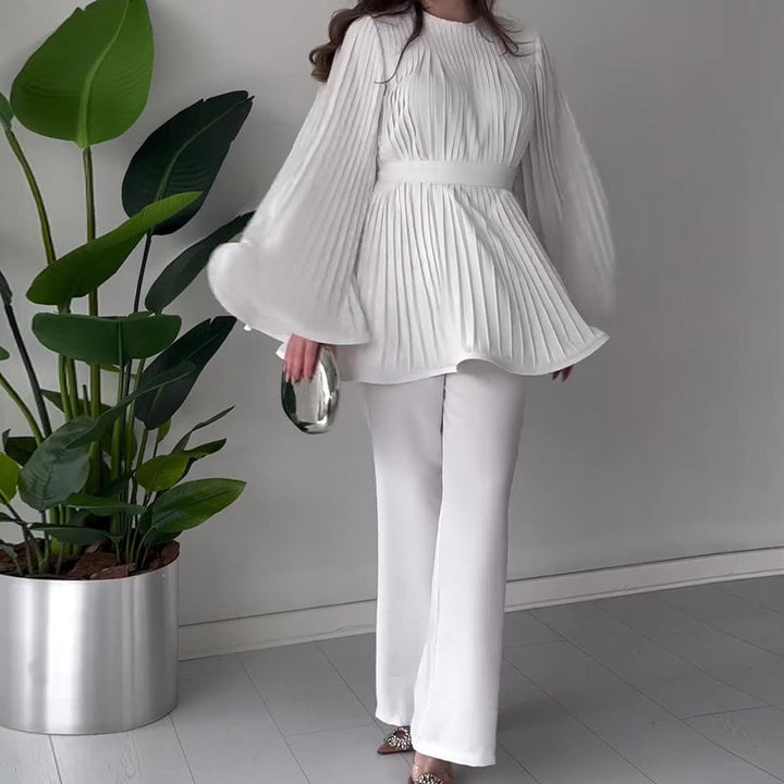 Kvinnors Batwing Sleeve Lounge Set – Bekväm Stilren Avslappnad Plisserad Vardagsoutfit