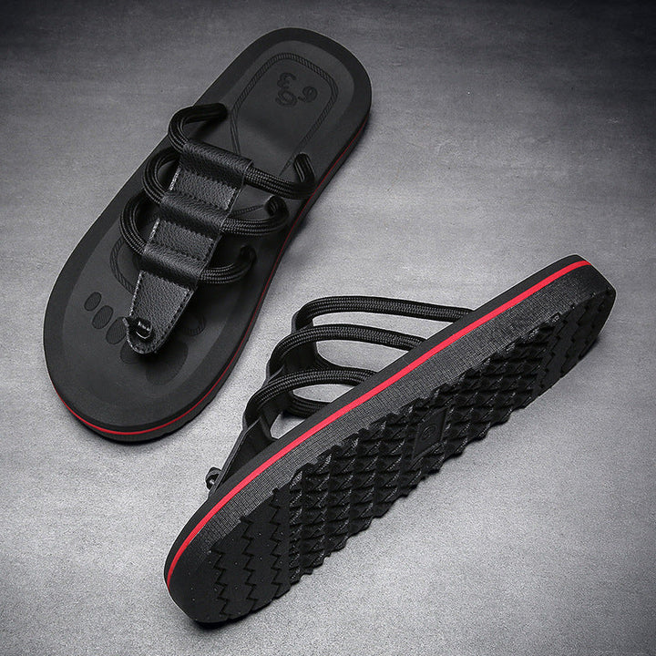 Herrars Multi Strap Dämpade Antiskid Strand Sandaler