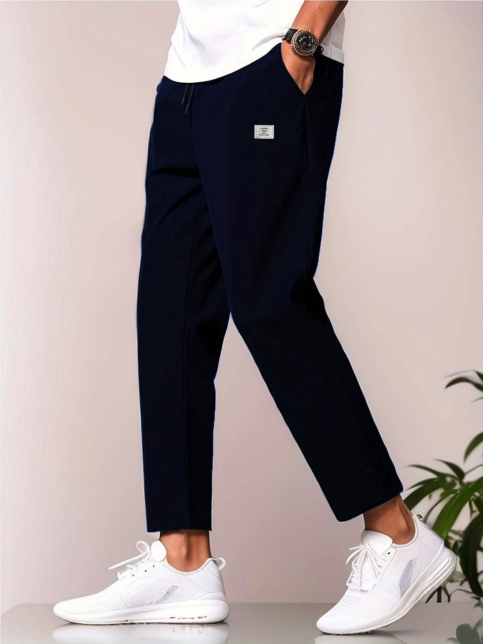 Herrbyxor Chinos Elastisk Midja med Dragsko Smal Passform