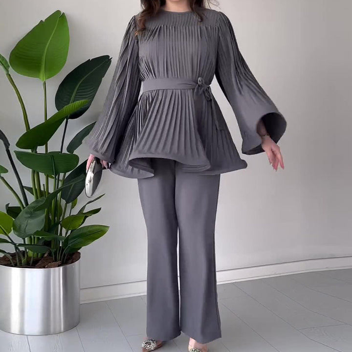 Kvinnors Batwing Sleeve Lounge Set – Bekväm Stilren Avslappnad Plisserad Vardagsoutfit