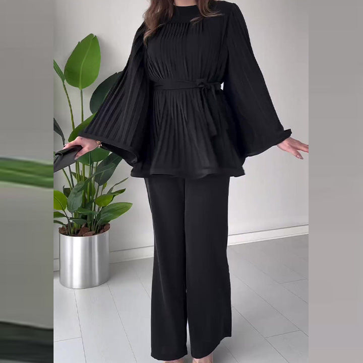 Kvinnors Batwing Sleeve Lounge Set – Bekväm Stilren Avslappnad Plisserad Vardagsoutfit