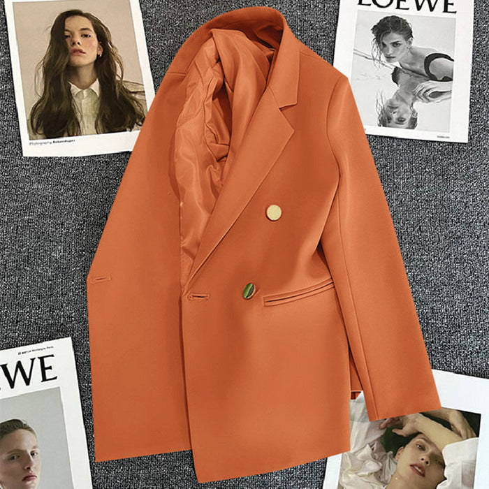 Kvinnors Oversized Skräddarsydd Blazer med Dubbelknapp Smart Jacka