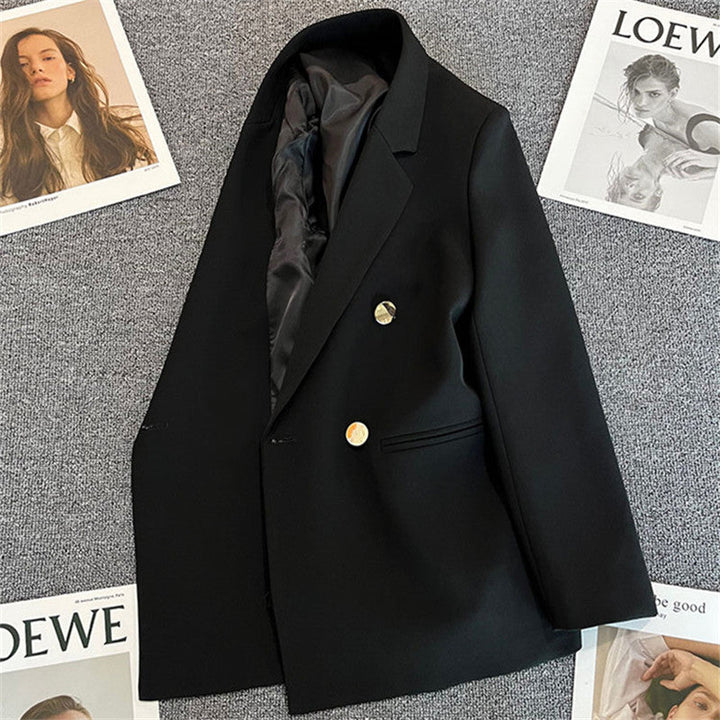 Kvinnors Oversized Skräddarsydd Blazer med Dubbelknapp Smart Jacka