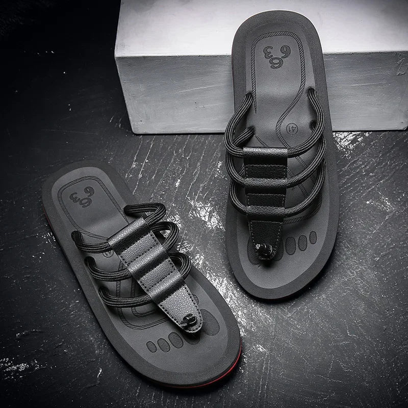 Herrars Multi Strap Dämpade Antiskid Strand Sandaler