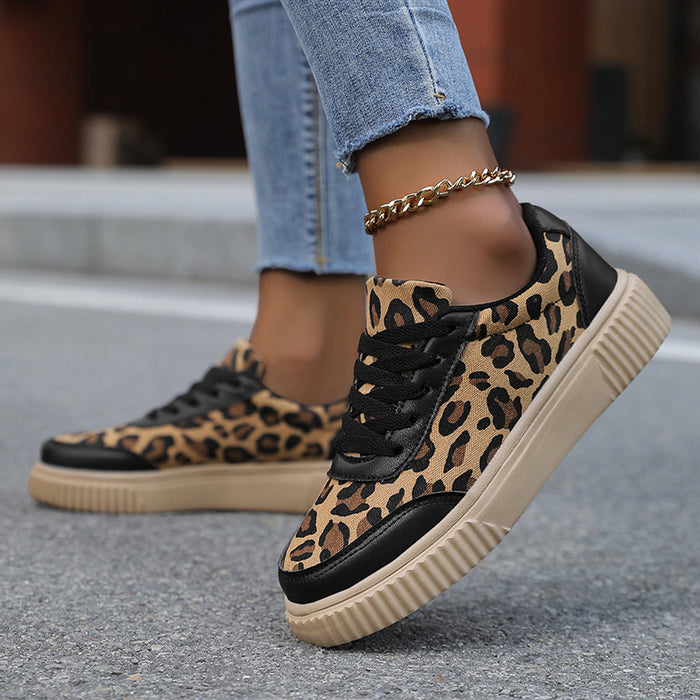 Dam Leopardmönstrade Sneakers med Plattformsula