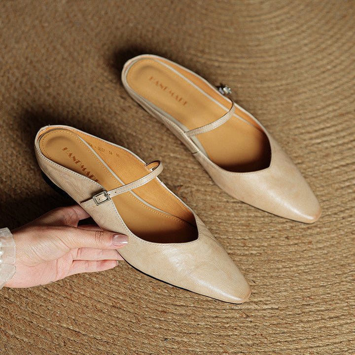 Kvinnors Spetsig Tå Remdetalj Slip-On Mule Flats