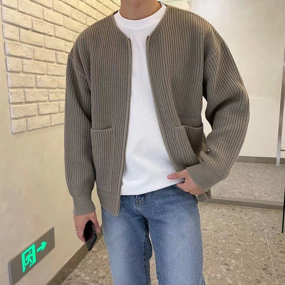Herrar Högkrage Stickad Tröja – Varm Bekväm Stilig Avslappnad Smart Pullover