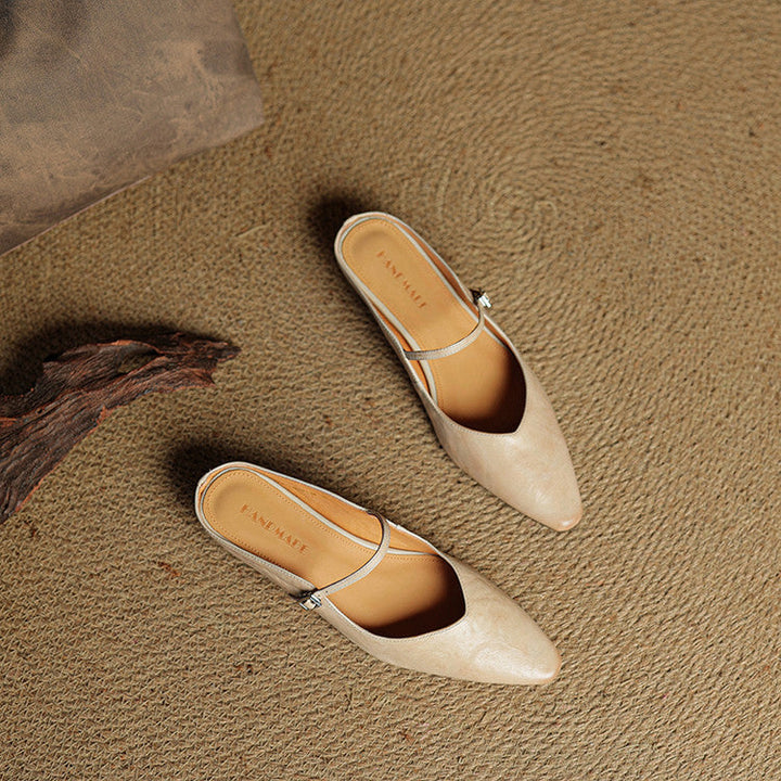 Kvinnors Spetsig Tå Remdetalj Slip-On Mule Flats
