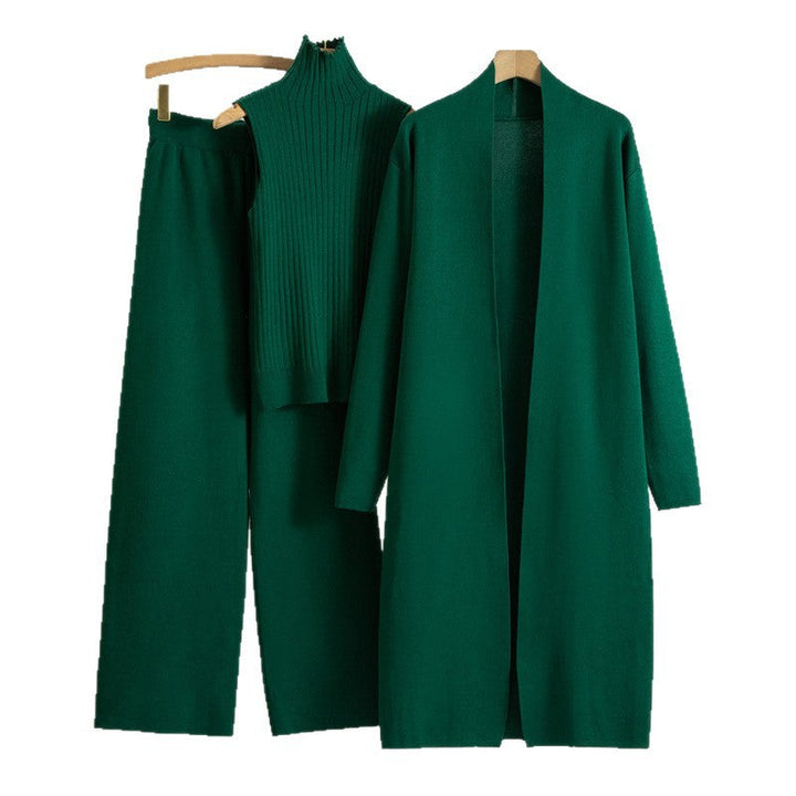 Kvinnors Krämfärgade Stickad Tre Delars Lounge Co Ord Set
