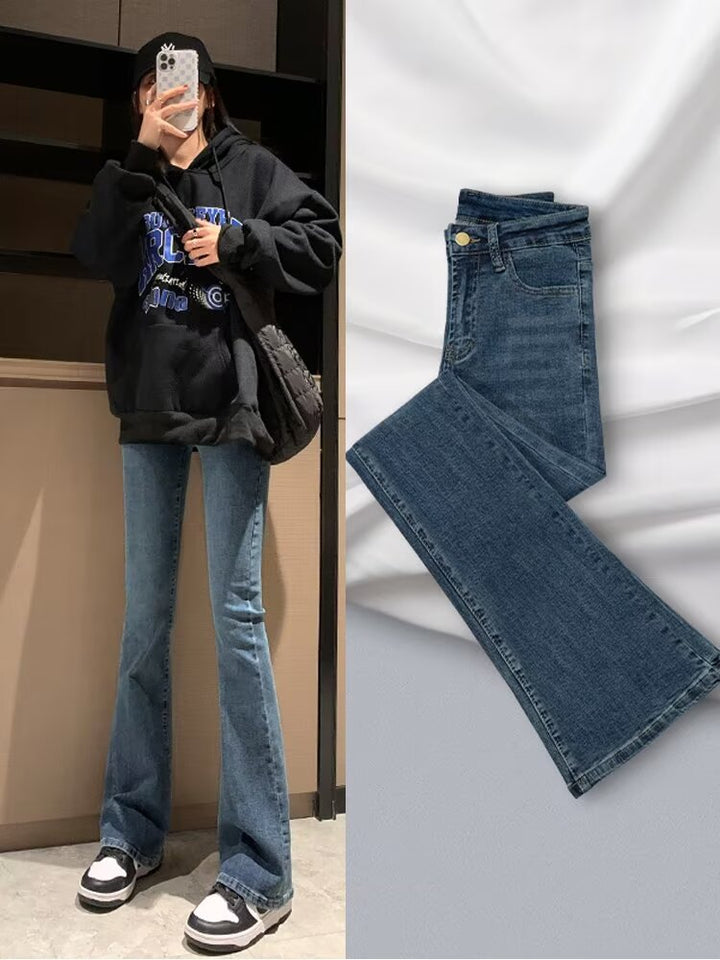Kvinnors Hög Midja Dramatisk Utsvängd Bred Ben Denim Jeans