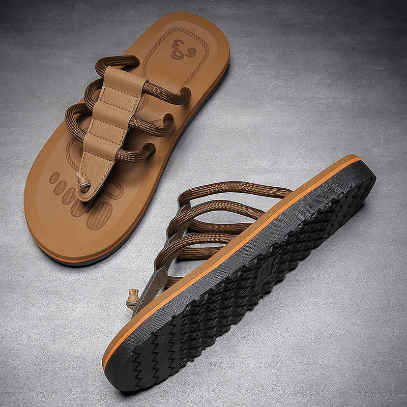 Herrars Multi Strap Dämpade Antiskid Strand Sandaler