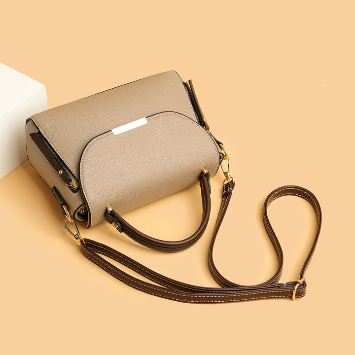 Kvinnors Strukturerade Crossbody Handväska med Kontrastrem