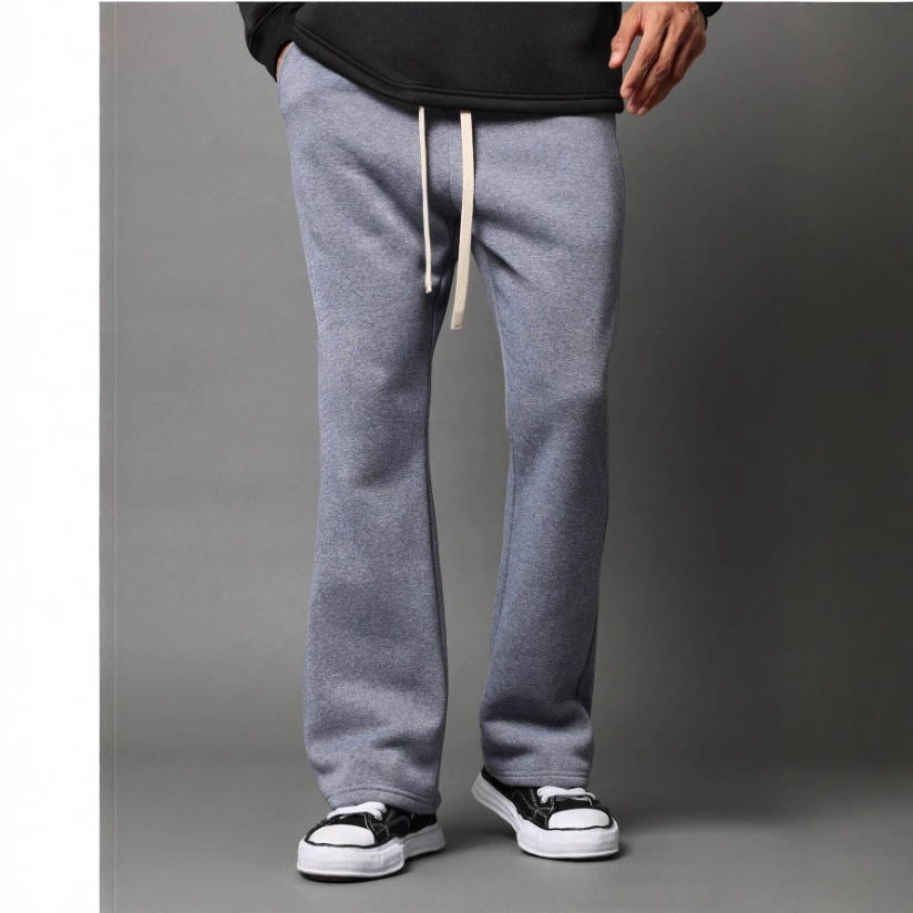 Herrarnas Utsvängda Sweatpants Komfort Passform Mjuk Bomulls Fleece Avslappnad Stilig Casual Loungewear Byxor