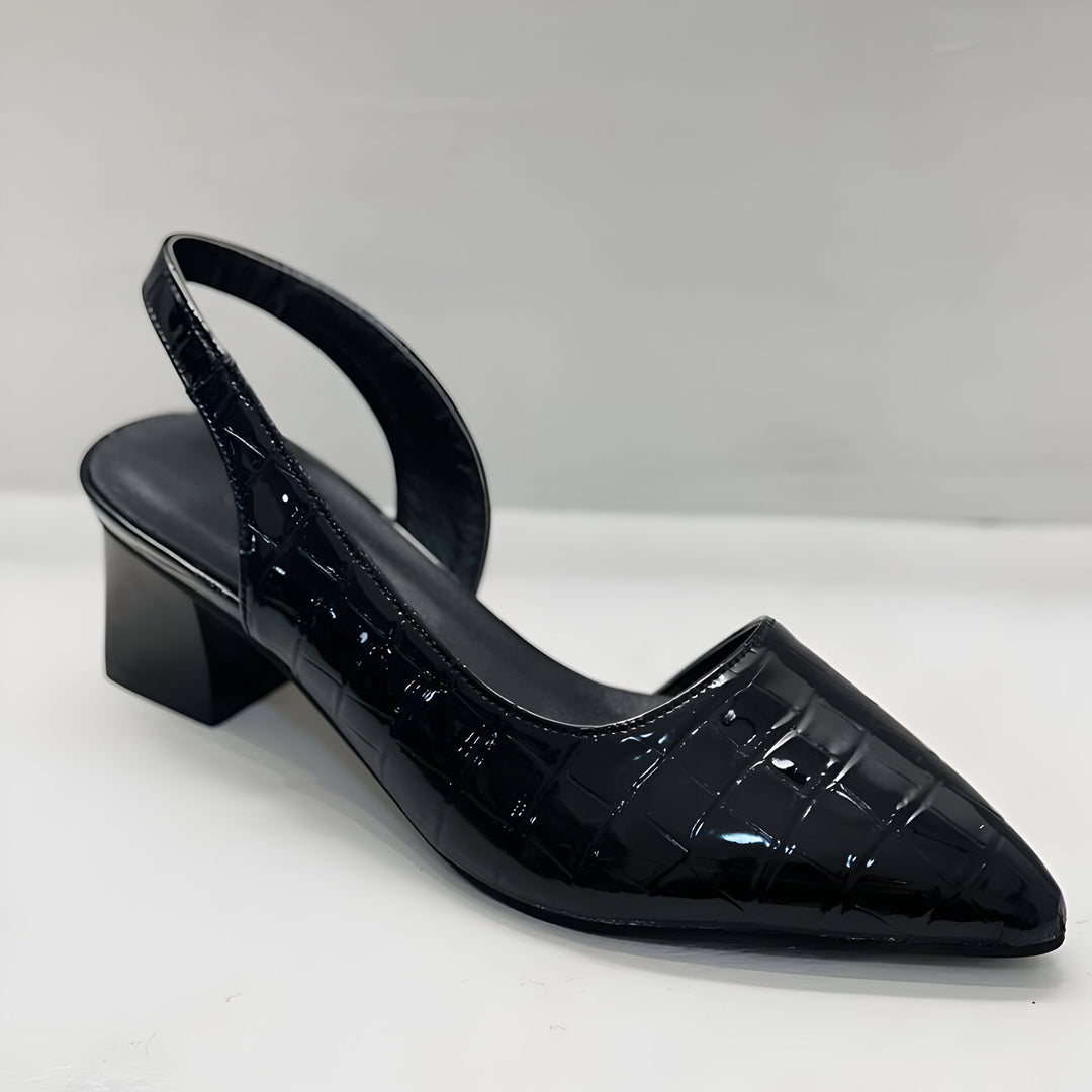 Kvinnors Spetsiga Slingback Klackar – Eleganta Blockklackar för Kontor och Kvällsbruk