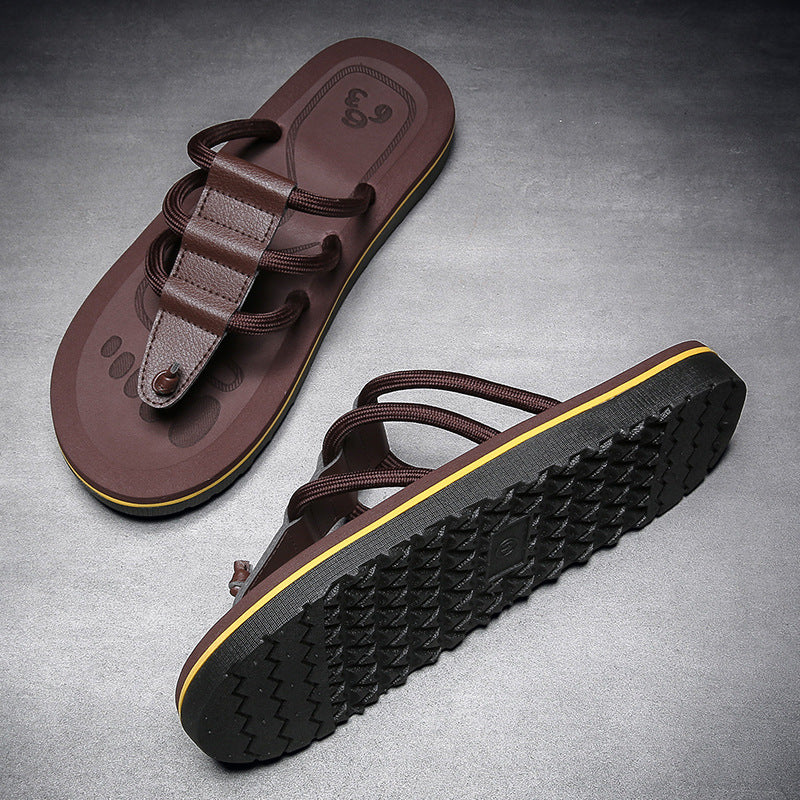 Herrars Multi Strap Dämpade Antiskid Strand Sandaler