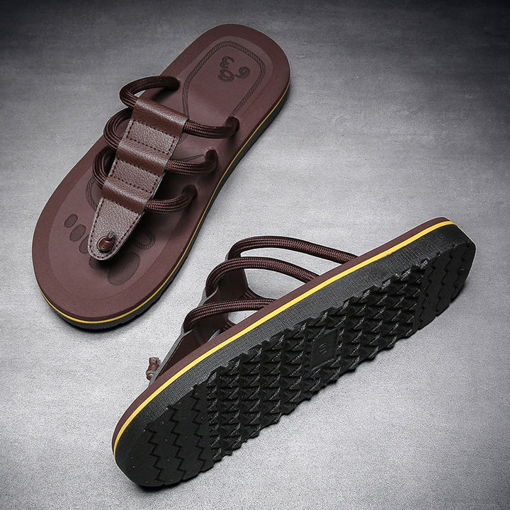 Herrars Multi Strap Dämpade Antiskid Strand Sandaler