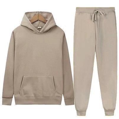 Herrars avslappnade pullover hoodie och jogger träningsset