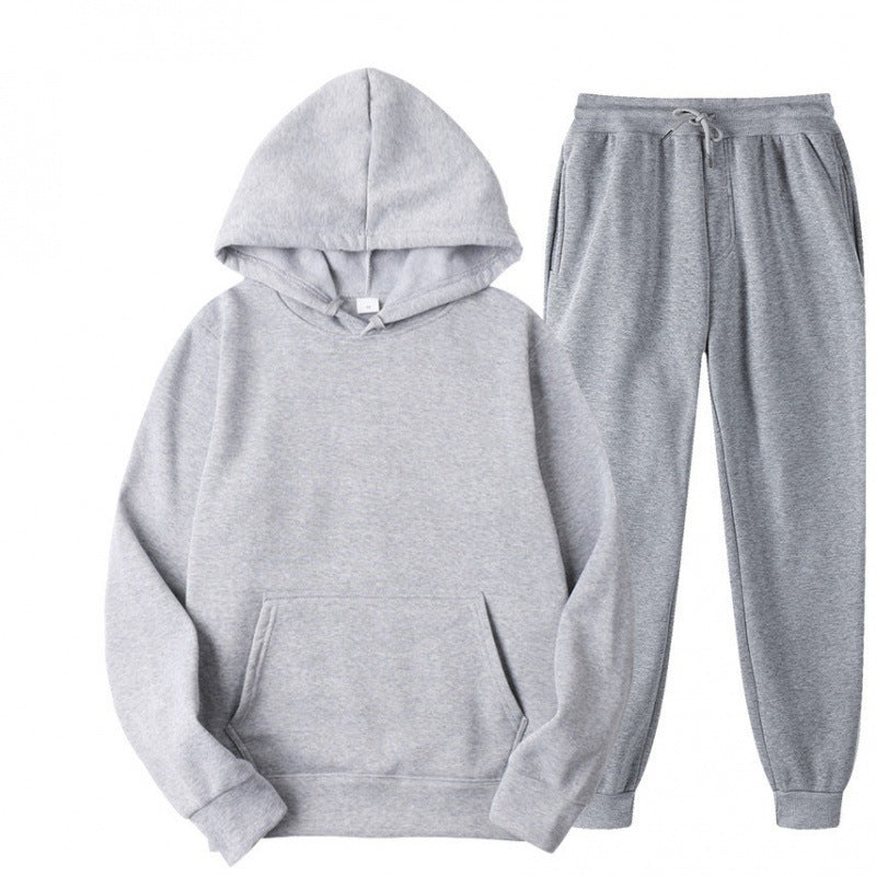 Herrars avslappnade pullover hoodie och jogger träningsset