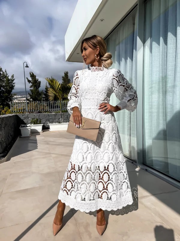 Kvinnors långärmad aftonklänning – Elegant stil för sommarbröllopsgäster
