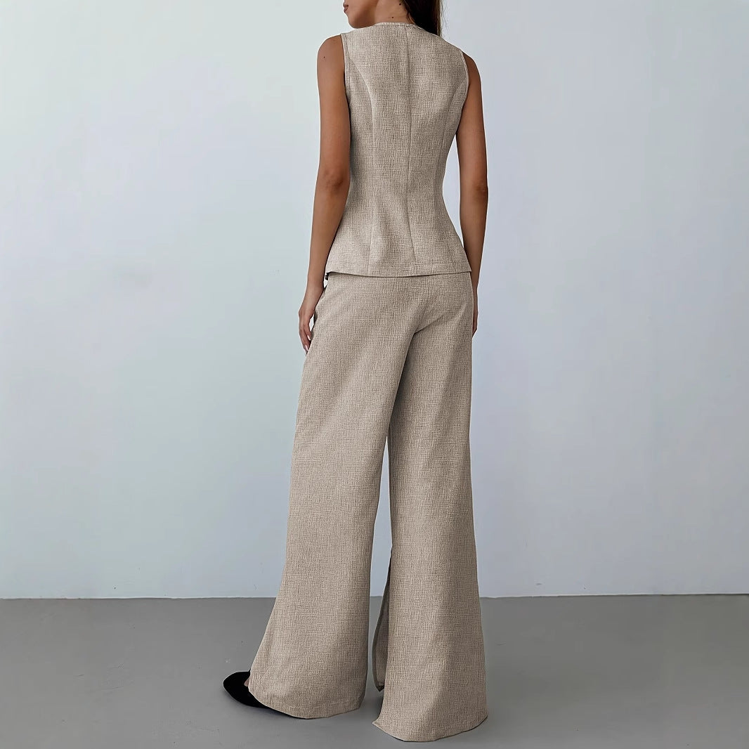Kvinnors Eleganta Blazer Byxor Kostym – Skräddarsydd Stilren Vida Ben Formell Kontorsoutfit