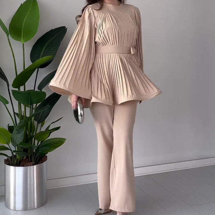 Kvinnors Batwing Sleeve Lounge Set – Bekväm Stilren Avslappnad Plisserad Vardagsoutfit