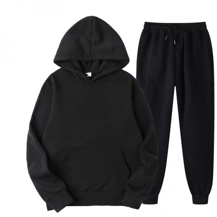 Herrars avslappnade pullover hoodie och jogger träningsset