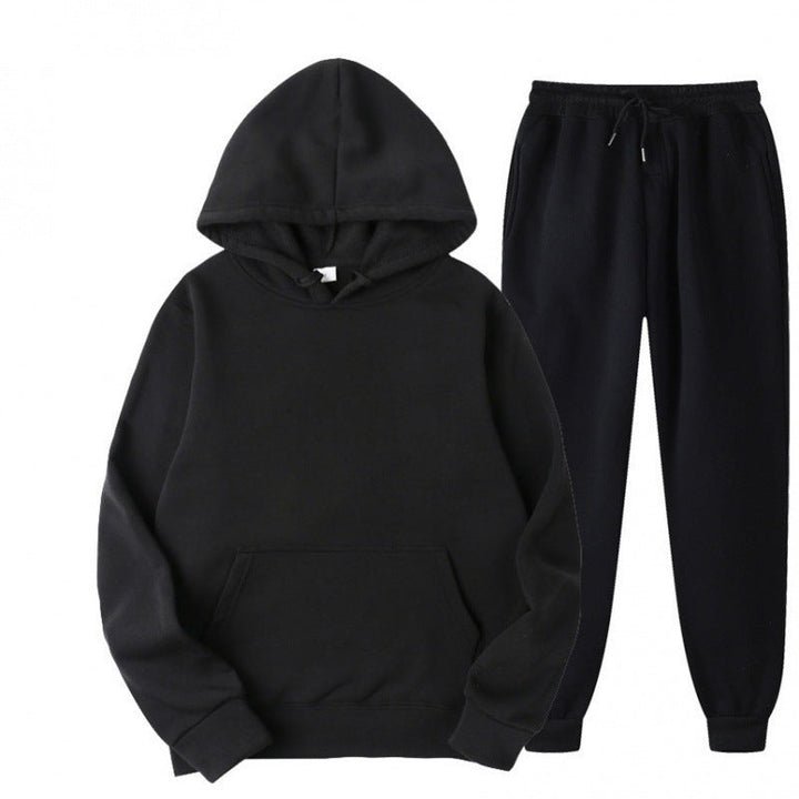 Herrars avslappnade pullover hoodie och jogger träningsset
