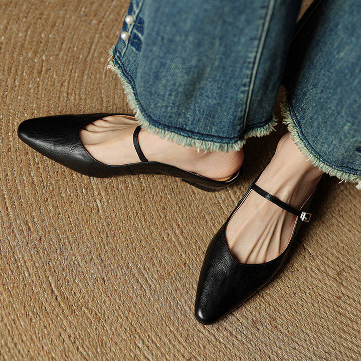 Kvinnors Spetsig Tå Remdetalj Slip-On Mule Flats