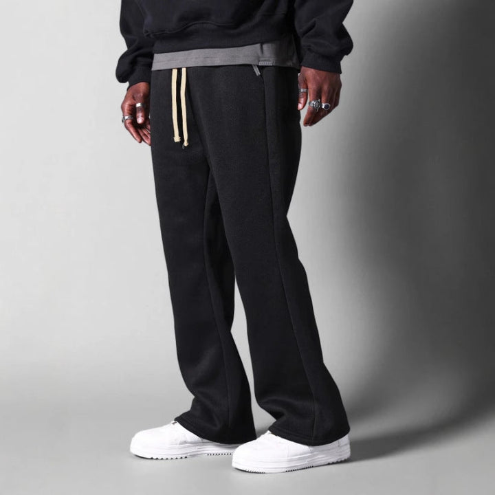 Herrarnas Utsvängda Sweatpants Komfort Passform Mjuk Bomulls Fleece Avslappnad Stilig Casual Loungewear Byxor