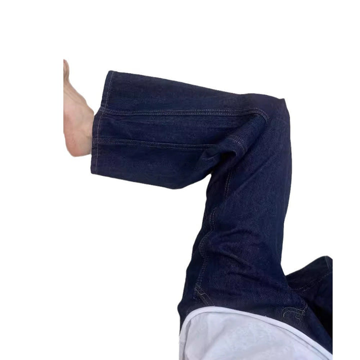 Kvinnors Hög Midja Golvlängd Vida Ben Denim Jeans
