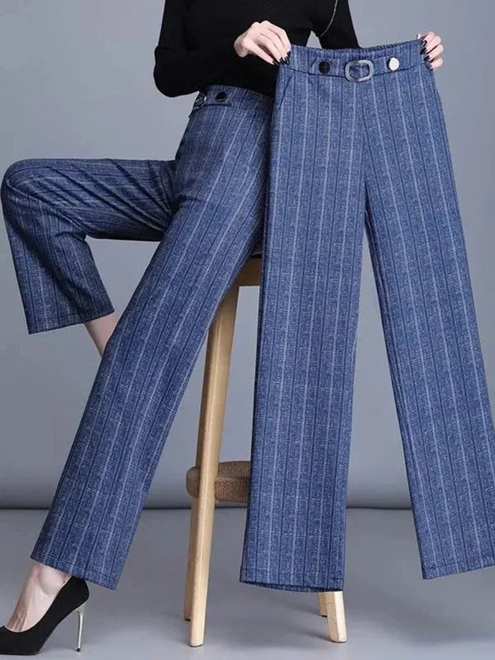 Kvinnors Högmidjade Vida Byxor – Bälte Smart Casual Kontorsstil