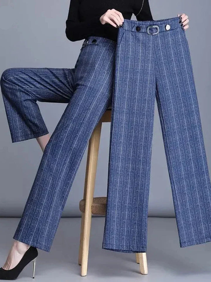 Kvinnors Högmidjade Vida Byxor – Bälte Smart Casual Kontorsstil
