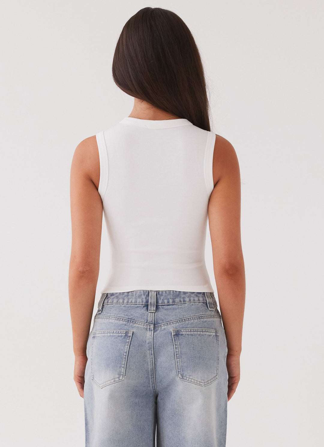 Kvinnors Ribbade Knappad Tanktop Croppad Ärmlös Passform