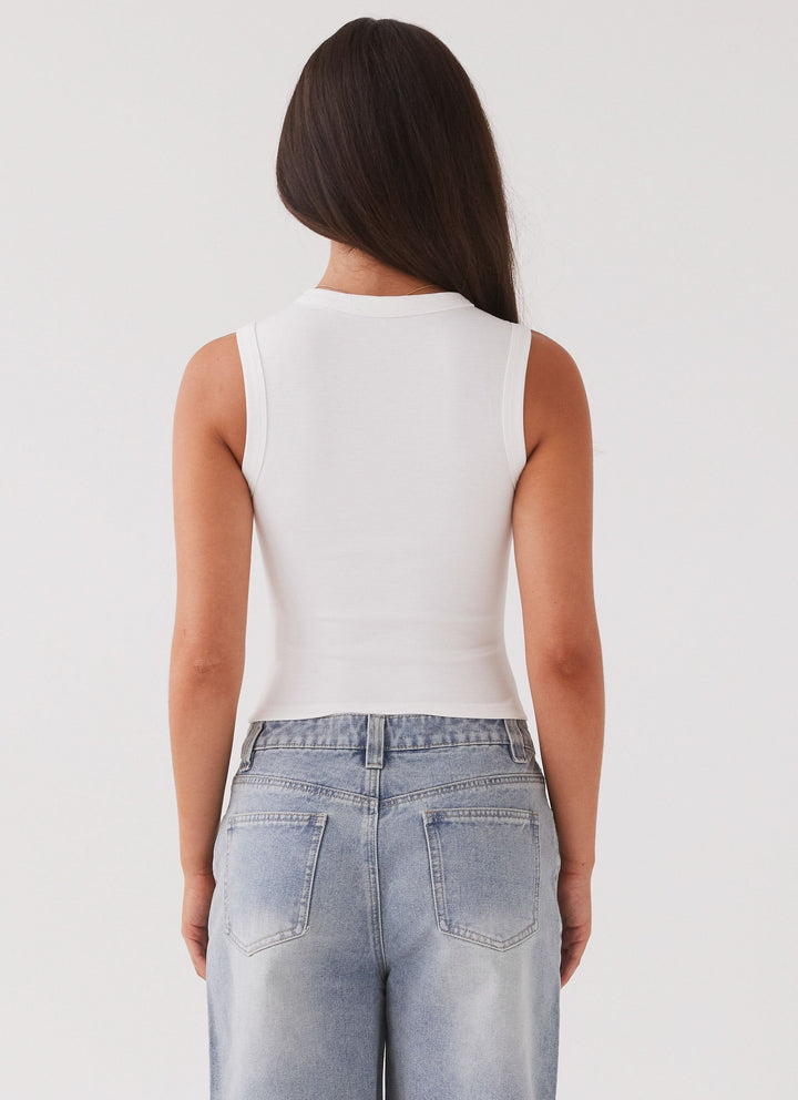 Kvinnors Ribbade Knappad Tanktop Croppad Ärmlös Passform