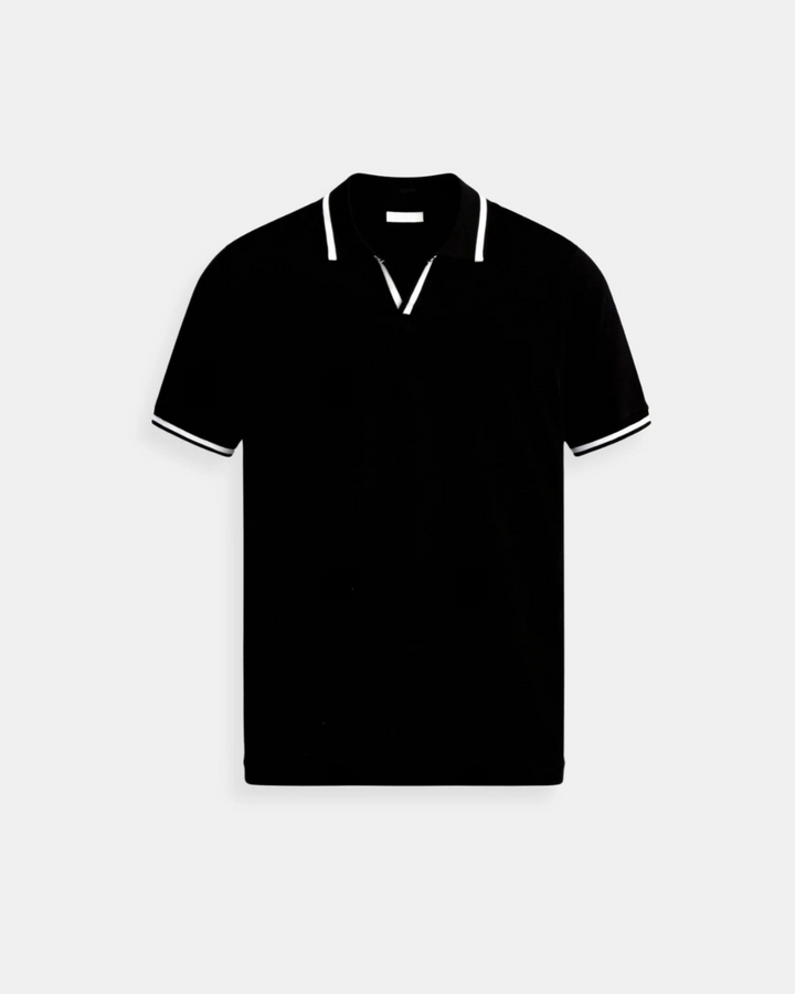 Herrkontrastkrage Polotröja Kortärmad Lättviktig Andningsbar Stilig Smart Casual Modern Passform Topp