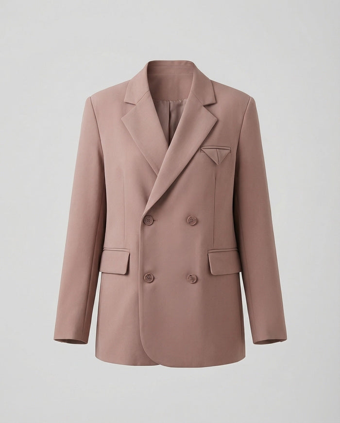 Dam Dubbelknäppt Blazer med Mjuka Axlar och Fickor