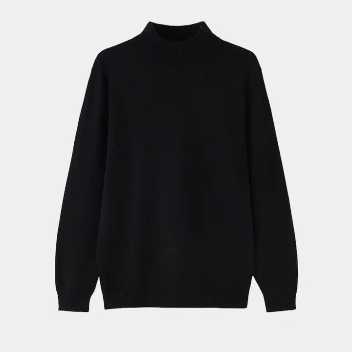 Herrarnas Ull Mock Neck Tröja – Varm Finstickad för Höst- och Vinterlager