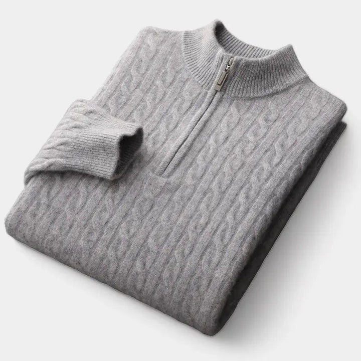 Herrs Merino Kabelstickad Kvartziptröja – Raffinerat Lager för Kallväder för Smart Klädsel