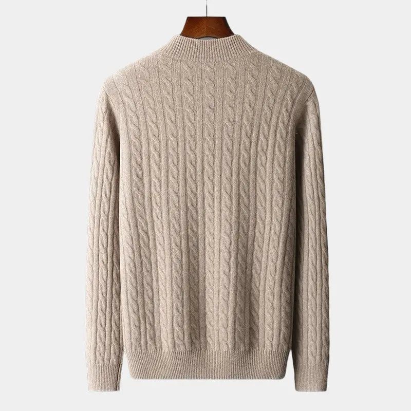 Herrs Merino Kabelstickad Kvartziptröja – Raffinerat Lager för Kallväder för Smart Klädsel