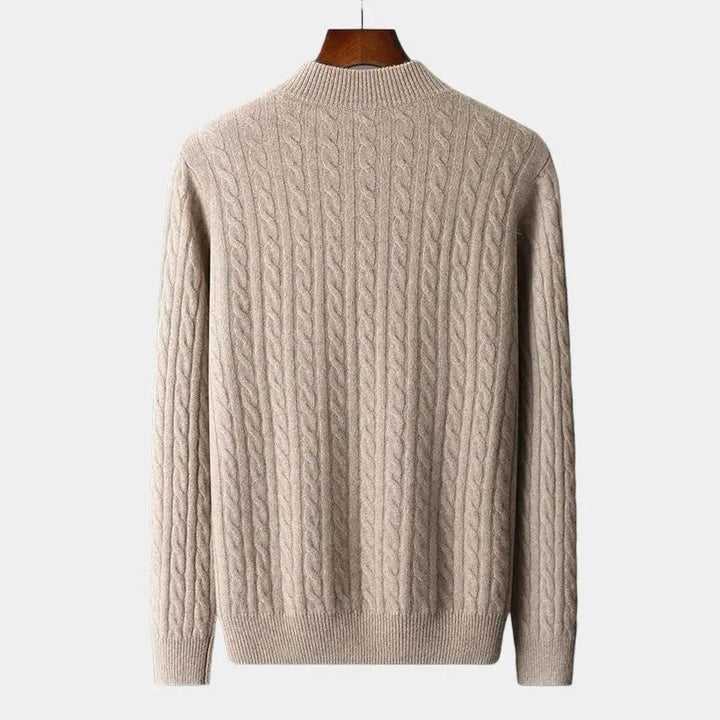 Herrs Merino Kabelstickad Kvartziptröja – Raffinerat Lager för Kallväder för Smart Klädsel
