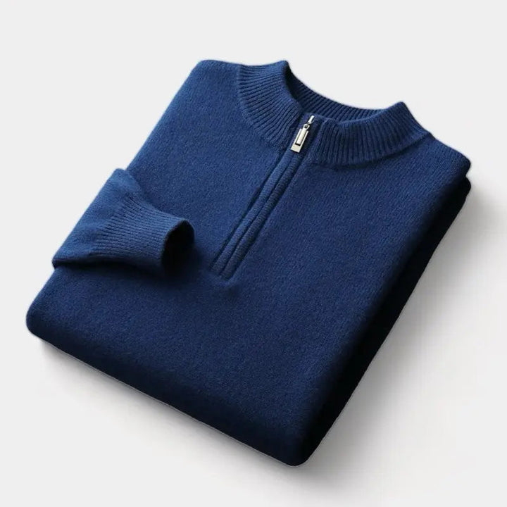 Herr Merino Zip-Neck Tröja – Ren Vinterstickning för Kontor och Helgbruk
