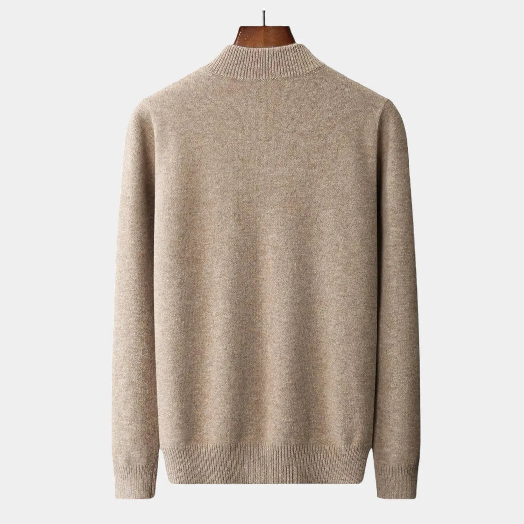 Herr Merino Zip-Neck Tröja – Ren Vinterstickning för Kontor och Helgbruk