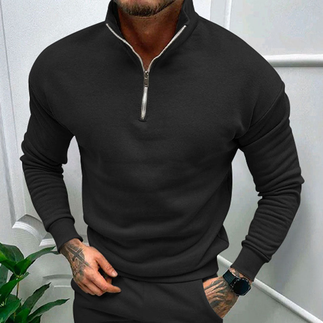 Herrars Halvdraget Stickad Tröja Ren Minimalistisk Pullover Stil