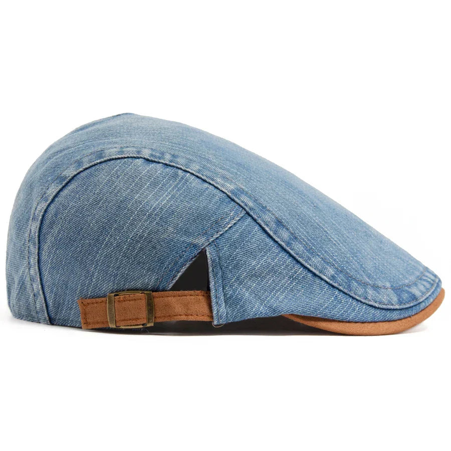 Herrarnas Denim Flat Cap Justerbar Newsboy Hat