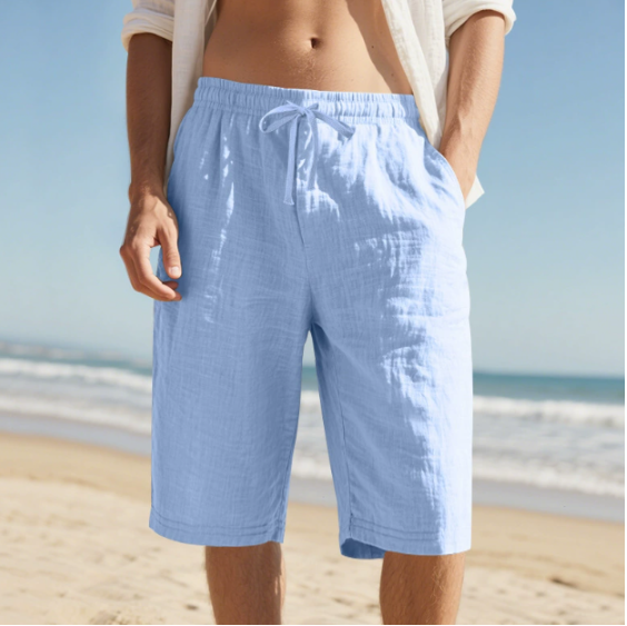 Herrens Drawstring Casual Shorts – Avslappnad knälängd sommarmodell för semestrar