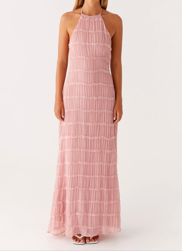 Kvinnors Halterneck Texturerad Maxi Bröllopsgästklänning