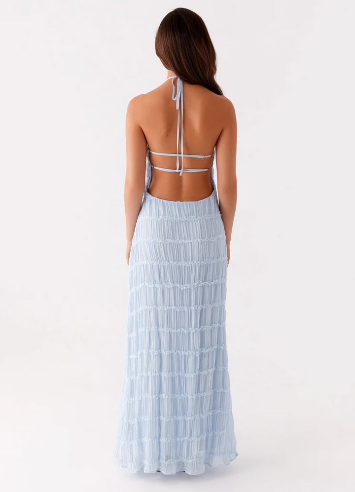 Kvinnors Halterneck Texturerad Maxi Bröllopsgästklänning